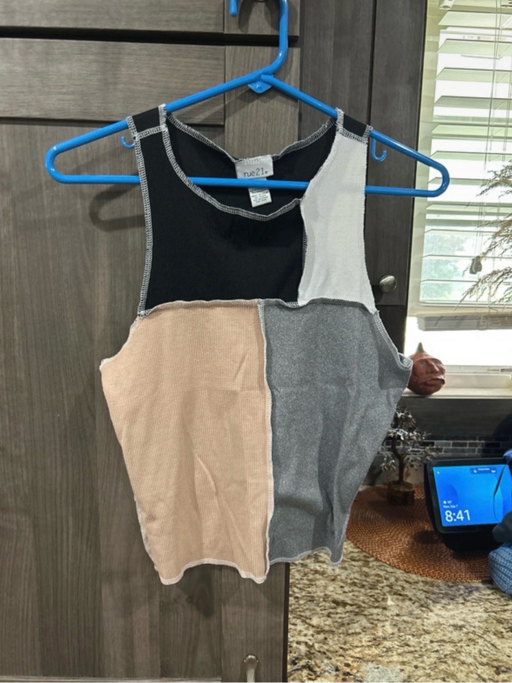 Rue21 Patchwork Colorblock Tank Top in Black, Gray, Cream, Tan